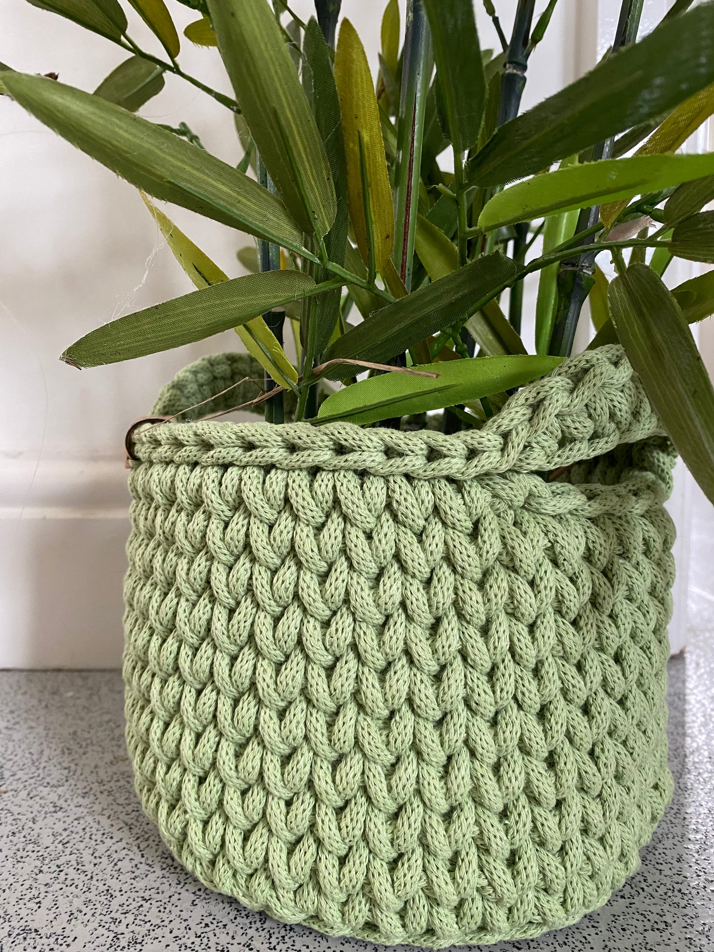 Matcha basket, relaxation item, storage basket, green basket, crochet basket, country homes , stylish interiors, luxury storage solution’s, mindfulness storage solutions, contemporary crochet basket  
