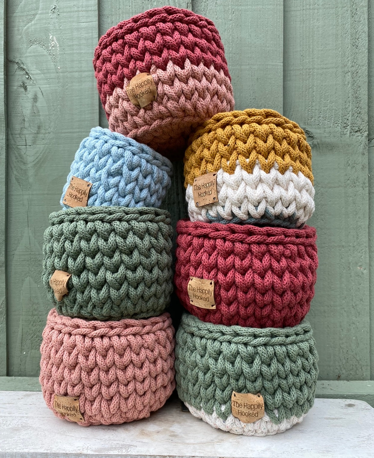 The Happily Hooked. Crochet baskets . Storage baskets . Luxury home storage . Storage for the home . Eco friendly storage .  Crochet basket Handmade basketHome stylingCrochet addictLuxury BasketEco friendlySustainable basketsBaskets up cycled Luxury home decor Country home stylingStylish interiors Crochet baskets Contemporary crochetStorage solutionsStorage Home styling solutions